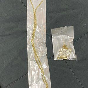 Gold Tone 100 Pendant with 24 Inch Chain